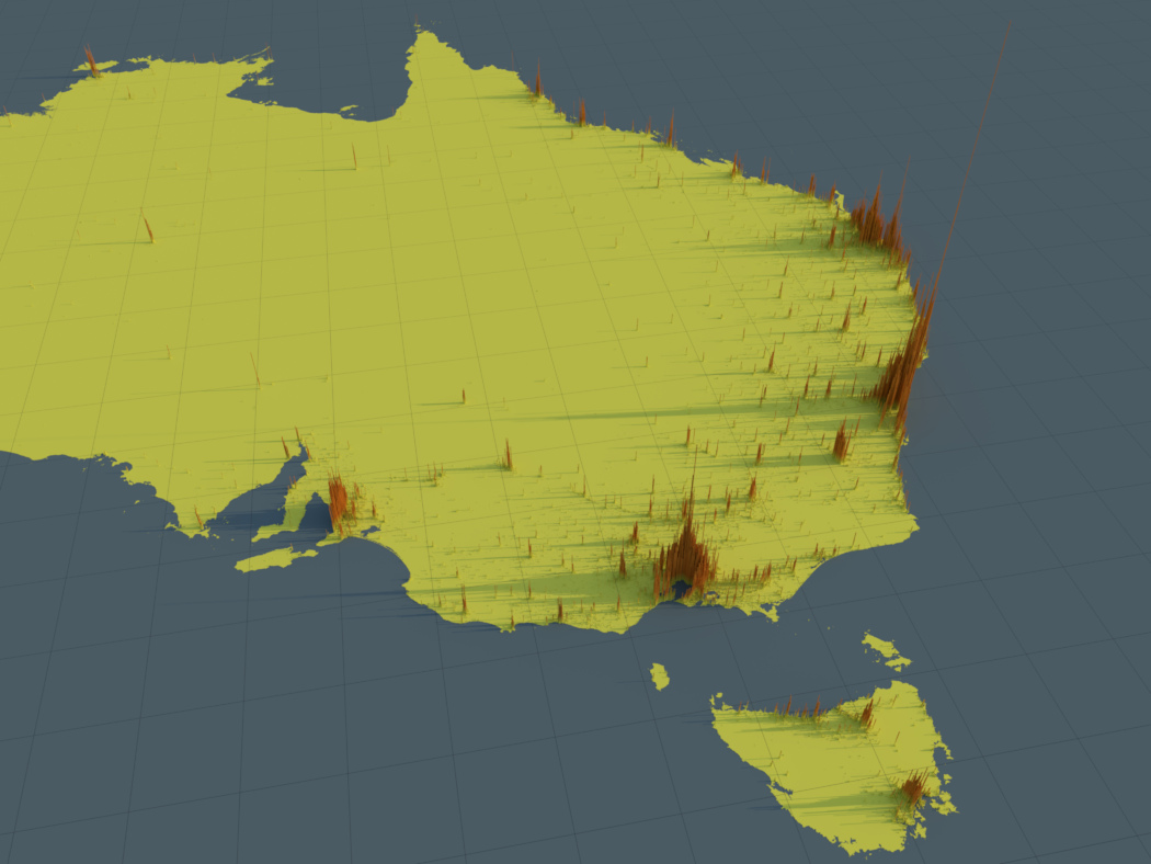Preview of Population Density rendering of Eastern Australia