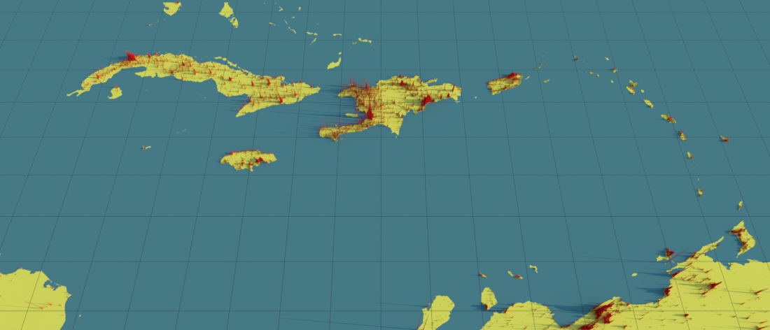 Preview of Population Density rendering of Caribbean Islands