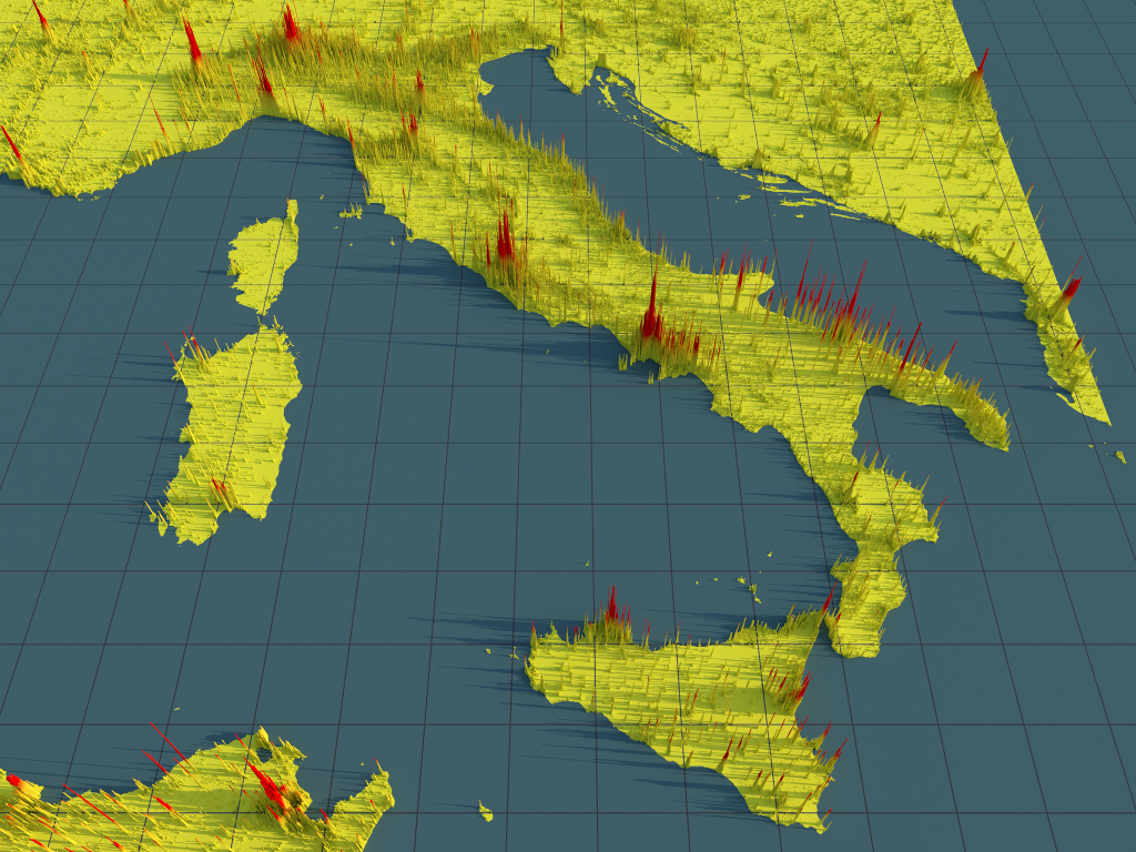 Preview of Population Density rendering of Italy