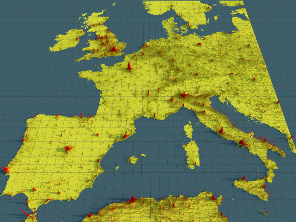 Preview of Population Density rendering of Western Europe