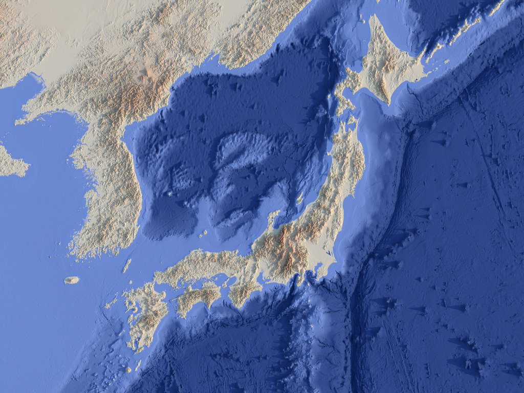 Preview of Shaded Relief rendering of Korea and Japan