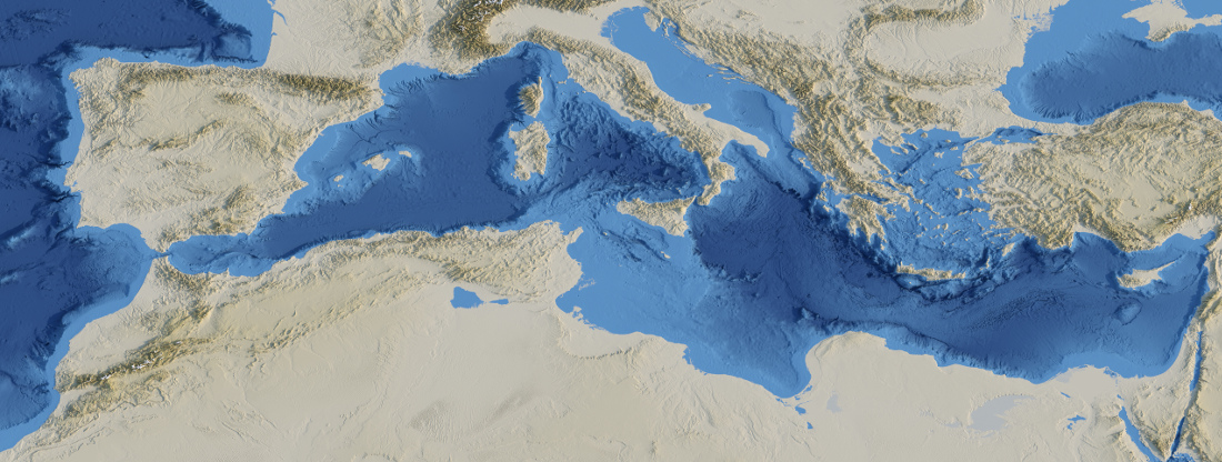 Preview of Shaded Relief rendering of the Mediterranean