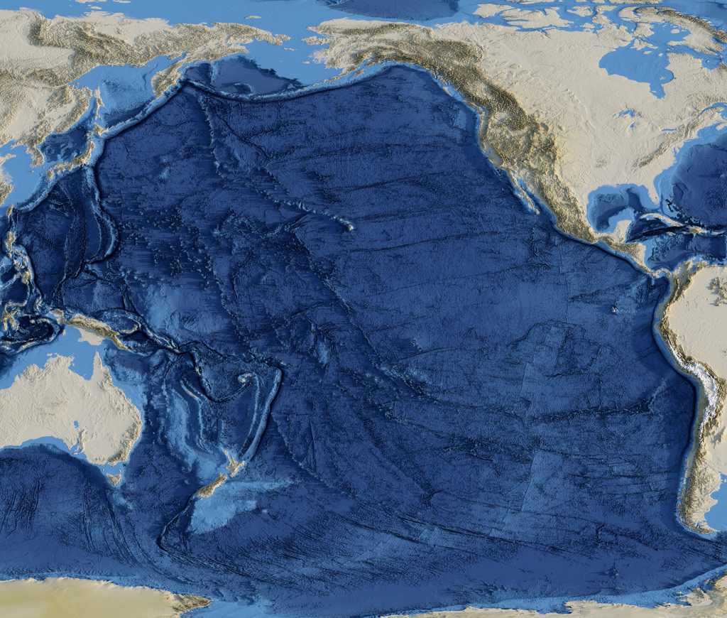 Preview of Shaded Relief rendering of the Pacific Ocean