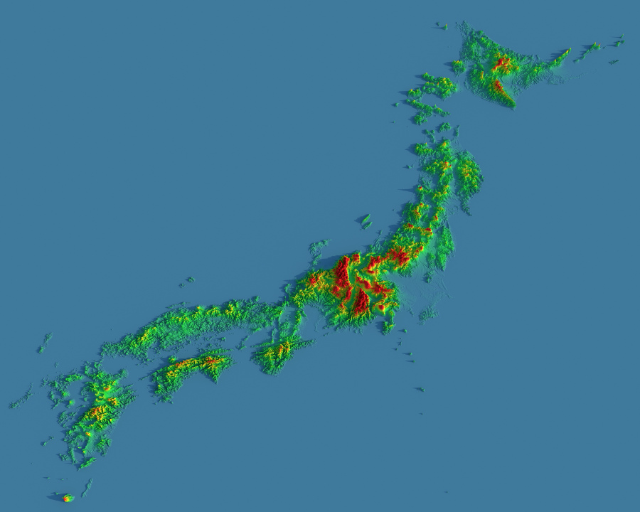 Preview of Terrain Heightmap rendering of Japan