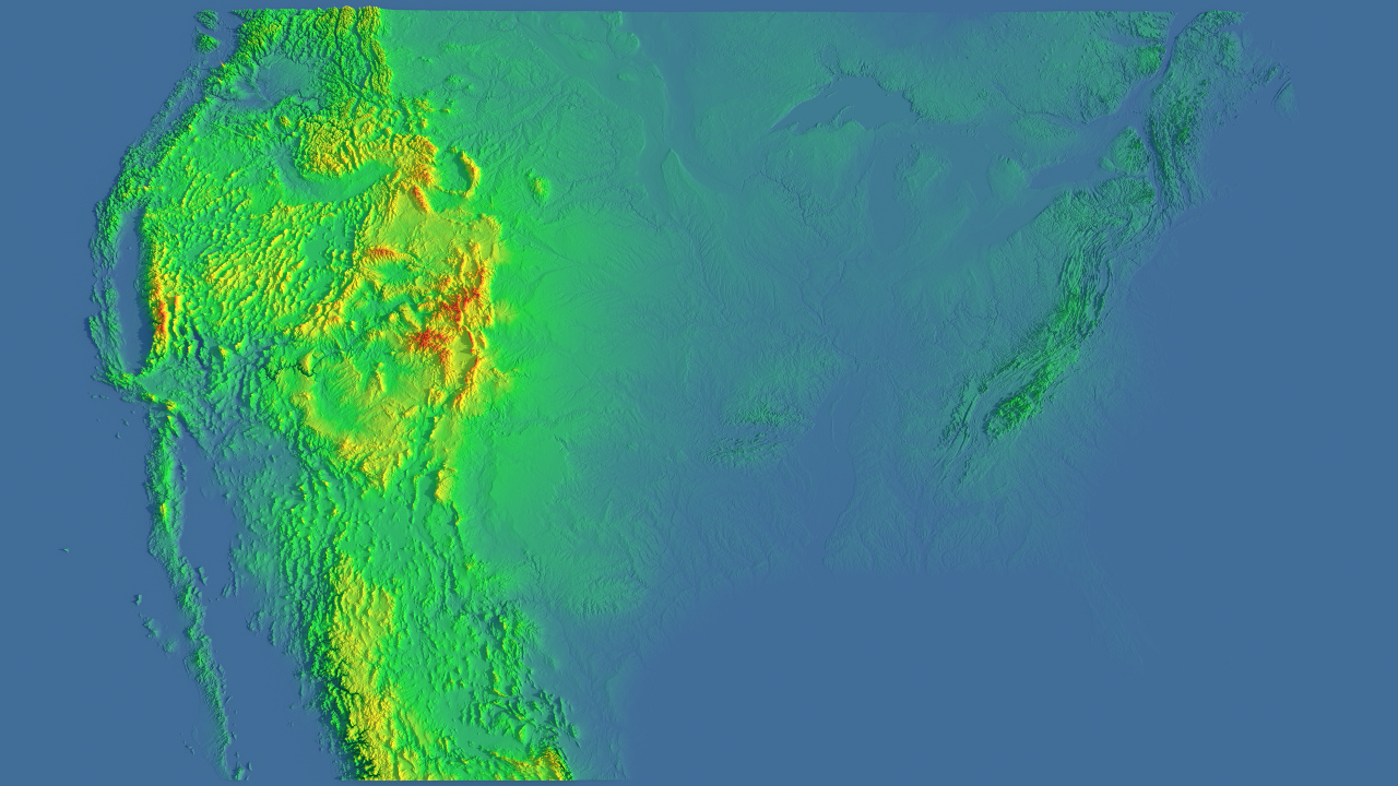 Preview of Terrain Heightmap rendering of The United States of America